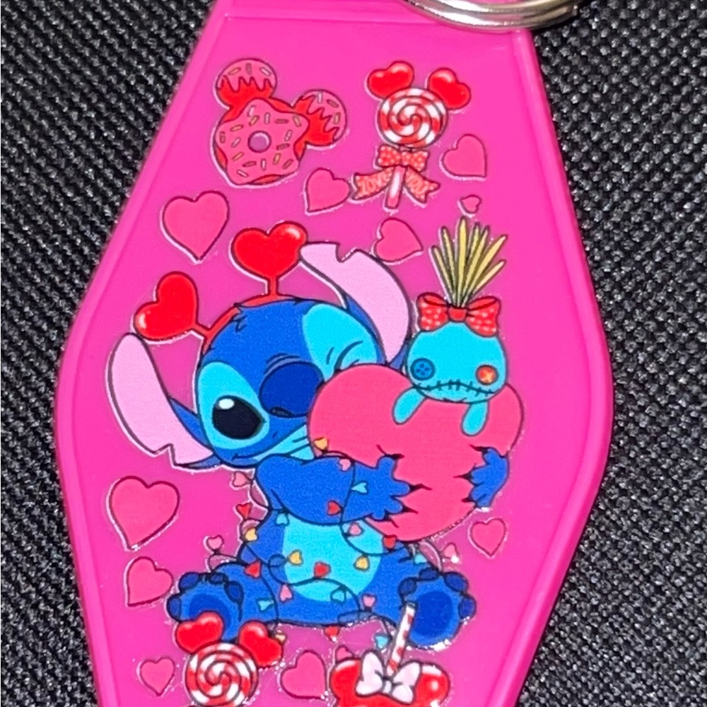 Stitch Pink Heart Keychain